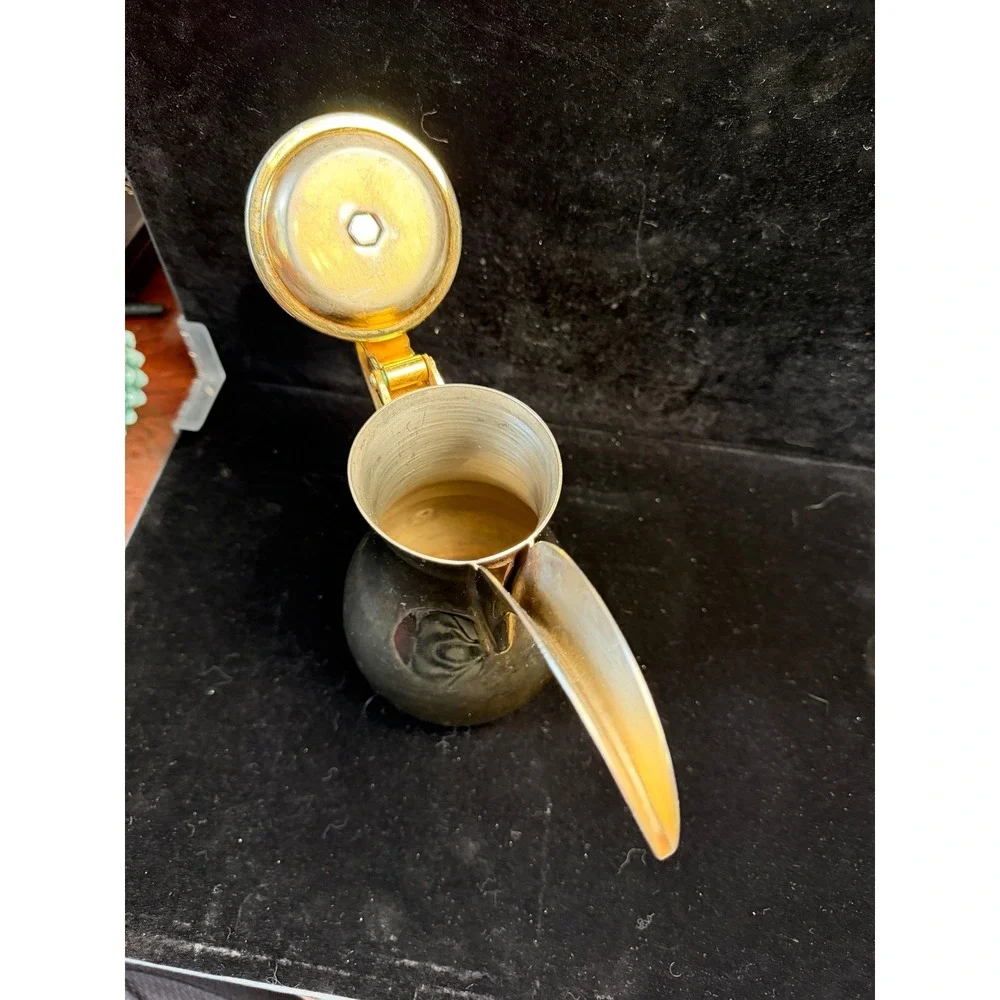 Vintage Al-Saif Dallah Arabic Coffee Pot Brass Tone Made in Indonesia Decorative
